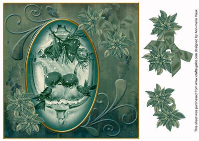 Lovebirds Teal Toned 8in Swirl Decoupage Topper