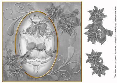 Lovebirds Silver Toned 8in Swirl Decoupage Topper