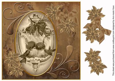 Lovebirds Tea Toned 8in Swirl Decoupage Topper