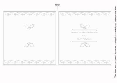 Holly Silver Happy Christmas Hny 5-5in Folded Insert