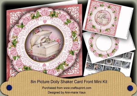 Pink Ringbox Engagement 8in Picture Doily Shaker Cf Kit