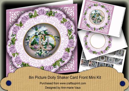 Lilac Rings Wedding Day 8in Picture Doily Shaker Cf Kit