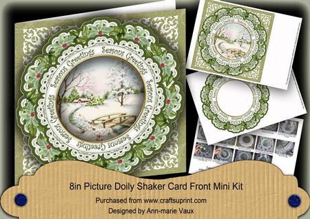 Olive Snowscene S Greetings 8in Picture Doily Shaker Cf Kit