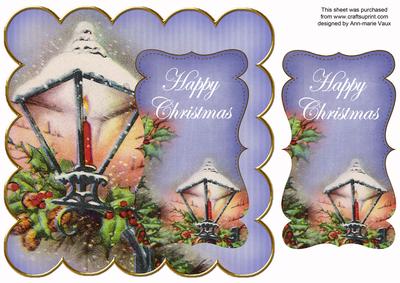 Lantern Blue Happy Christmas 8in Scallop Topper