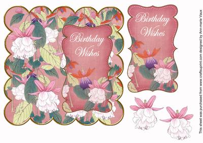 Fuchsia Pink Birthday Wishes 7in Decoupage Scallop Topper