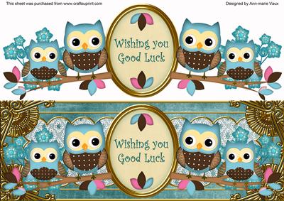 Blue Owls Good Luck Large Dl Decoupage Step by Step