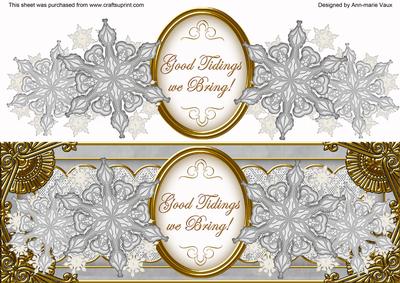 Silver Flakes Good Tidings Xl Dl Decoupage Topper