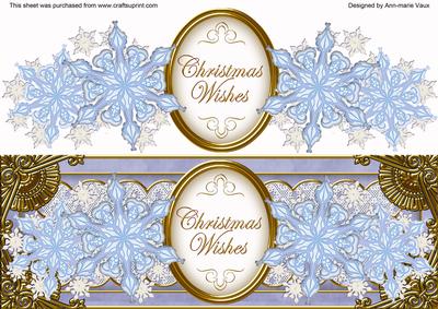 Blue Flakes Christmas Wishes Xl Dl Decoupage Topper