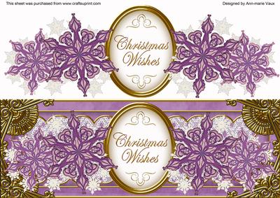 Purple Flakes Christmas Wishes Xl Dl Decoupage Topper
