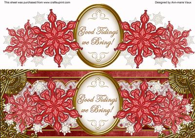 Red Flakes Good Tidings Xl Dl Decoupage Topper