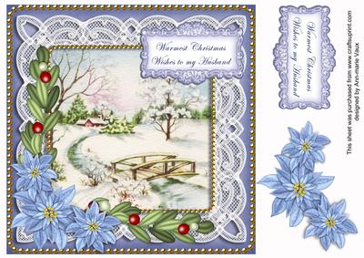 Blue Sscene Warmest Husband 8in Sentiment Topper
