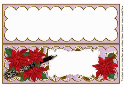 Red Lilac Poinsettia Xlarge Dl Folded Card Insert