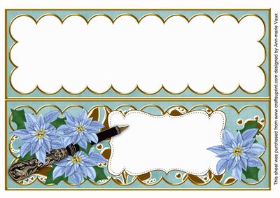 Teal Poinsettia Xlarge Dl Folded Card Insert