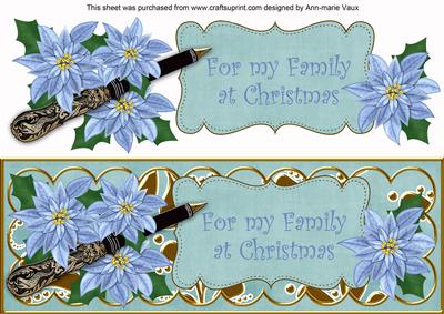 Teal Poinsettia My Family Xlarge Dl Decoupage Topper