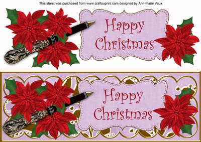 Red Lil Poinsettia Happy Christmas Xl Dl Decoupage Topper