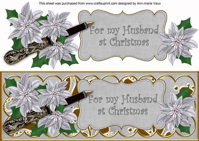 Silver Poinsettia My Husband Xl Dl Decoupage Topper