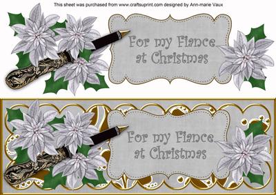 Silver Poinsettia My Fiance Xl Dl Decoupage Topper