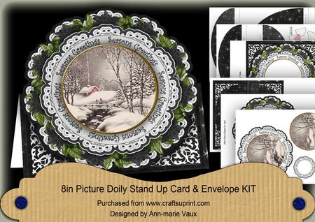 Winter Walk Seasons Greetings 3D Picture Doily Card & En Kit