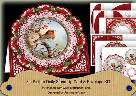 Red Robin Both of You 3D Picture Doily Card & E Kit