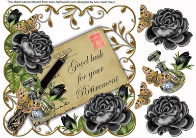 Black Rose Your Retirement 8in W Scallop Decoupage Topper