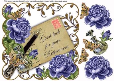Blue Rose Your Retirement 8in White Scallop Decoupage Topper