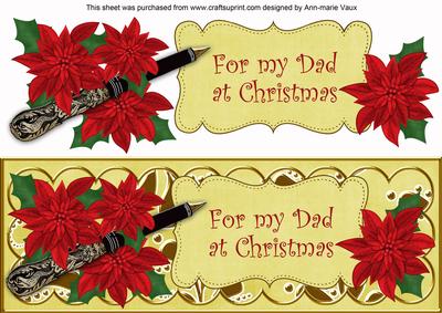 Red Lemon Poinsettia for My Dad Xlarge Dl Decoupage Topper