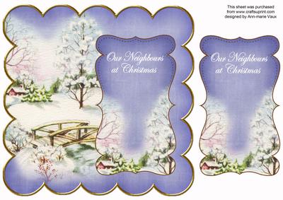 Blue Snowscene Our Neighbours 8in Scallop Topper