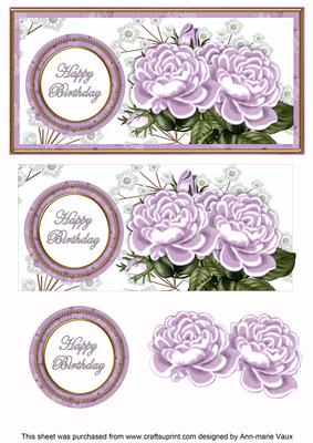 Lilac Roses Happy Birthday Dl Decoupage Topper