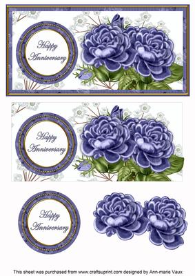 Dblue Roses Happy Anniversary Dl Decoupage Topper