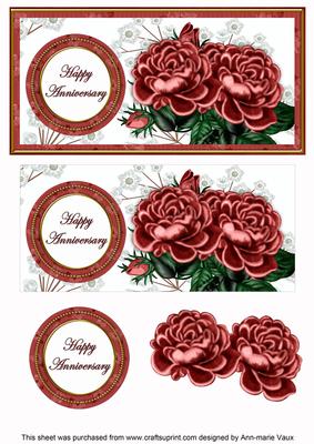 Dred Roses Happy Anniversary Dl Decoupage Topper