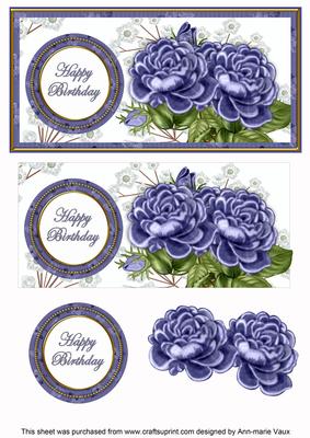 Dblue Roses Happy Birthday Dl Decoupage Topper