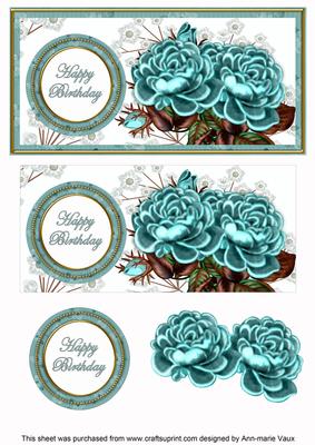Dteal Roses Happy Birthday Dl Decoupage Topper