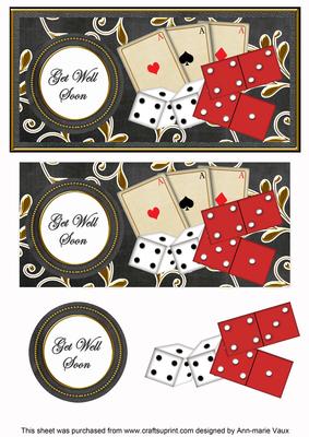Mens Black Games Get Well Soon Dl Decoupage Topper