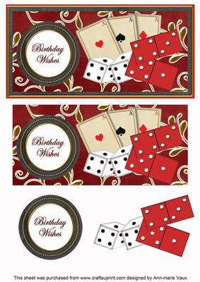Mens Red Games Birthday Wishes Dl Decoupage Topper