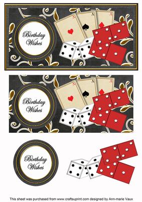 Mens Black Games Birthday Wishes Dl Decoupage Topper