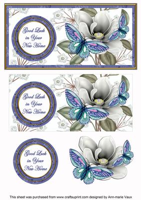 Blue Butterfly New Home Dl Decoupage Topper