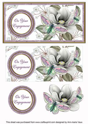 Lilac Butterfly Engagement Dl Decoupage Topper