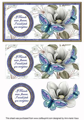 Blue Butterfly If Friends Were -  Dl Decoupage Topper