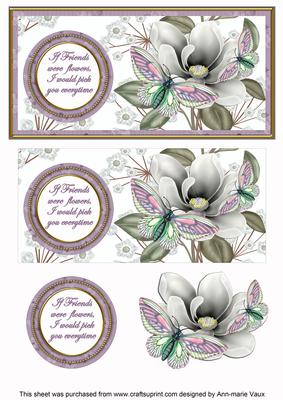 Lilac Butterfly If Friends Were -  Dl Decoupage Topper