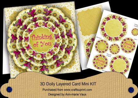 Lemon Daisy Thinking of You 3D Doily Card Mini Kit