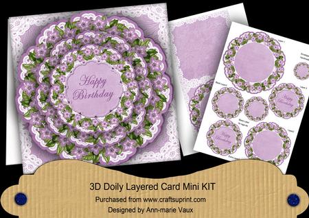 Lilac Forget Me Knot Happy Birthday 3D Doily Card Mini Kit
