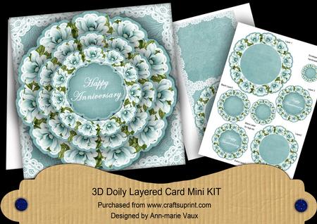 Teal Magnolia Happy Anniversary 3D Doily Card Mini Kit