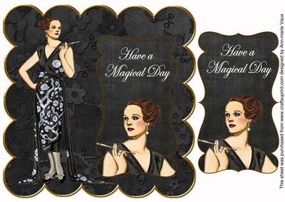 Black Fashion Lady Magical Day 8in Scallop Topper