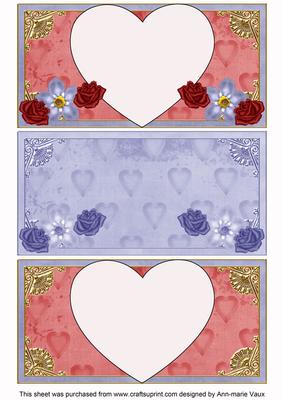 Pink Blue 3 Vintage Valentine Dl Insert Panels