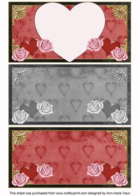 Red Black 3 Vintage Valentine Dl Insert Panels