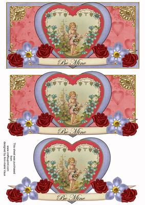 Pink Vintage Be Mine Valentine Dl Decoupage Topper