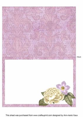 Cream Rose Fmk Lilac Fancy Square Kit Matching Folded Insert
