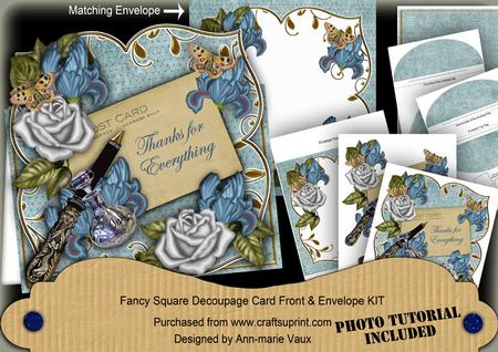 Blue Iris Thanks for Everything Sq Deco Card & E Kit
