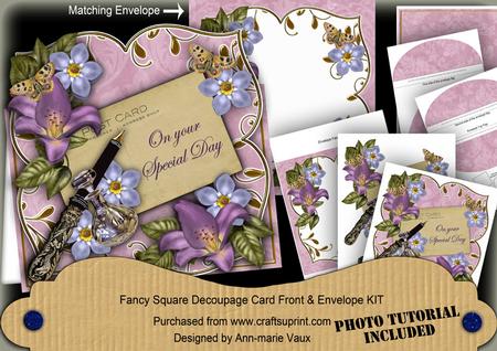 Purple Lily Special Day Sq Deco Card & E Kit