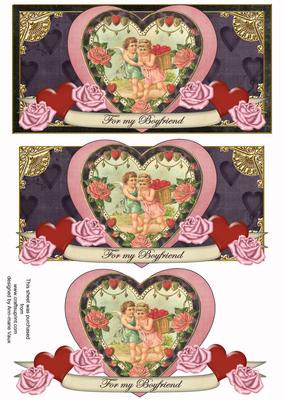 Black Pink Vintage Boyfriend Valentine Dl Decoupage Topper